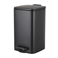 Ведро для мусора Kubix-TC-0108/плавное закрытие/квадратное/Black/8л (ZX5892)